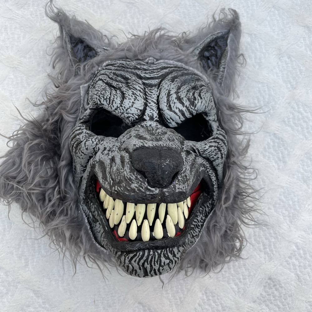 Vintage BIG BAD WOLF Halloween Costume Pullover Latex Mask Spirit Werewolf